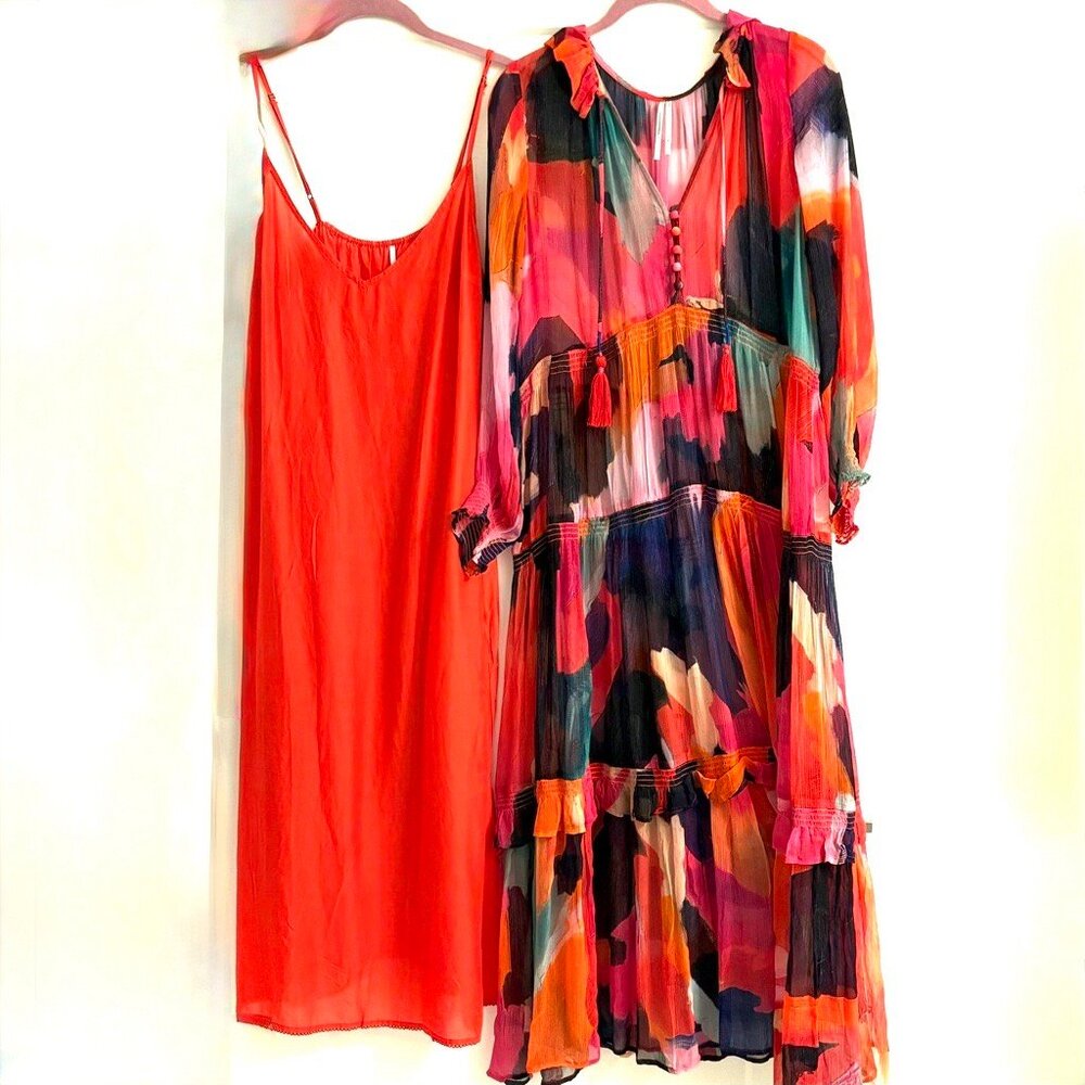 Anthropologie Marais Printed Chiffon Maxi Dress size MP - 2 pieces